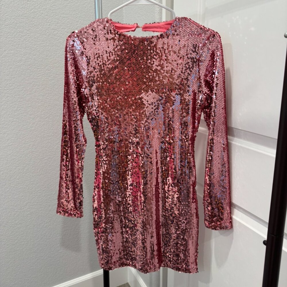 Revolve Superdown Pink Sequin Backless Mini Dress XS BRAND NEW with Tags